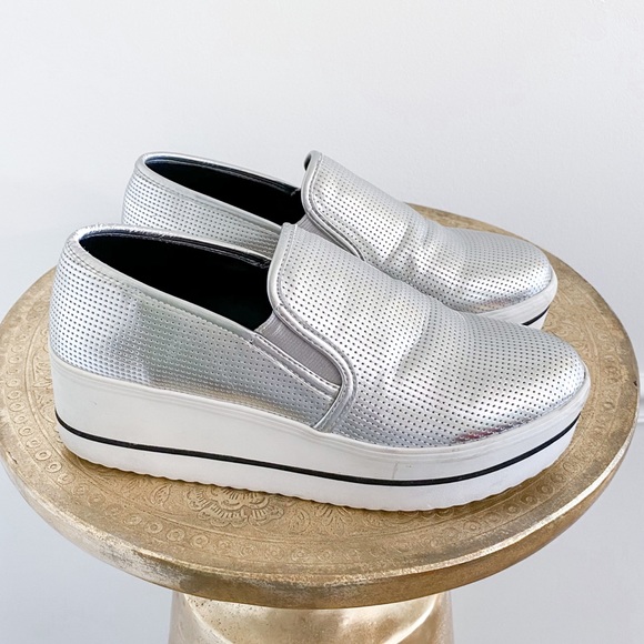 steve madden silver platform sneakers